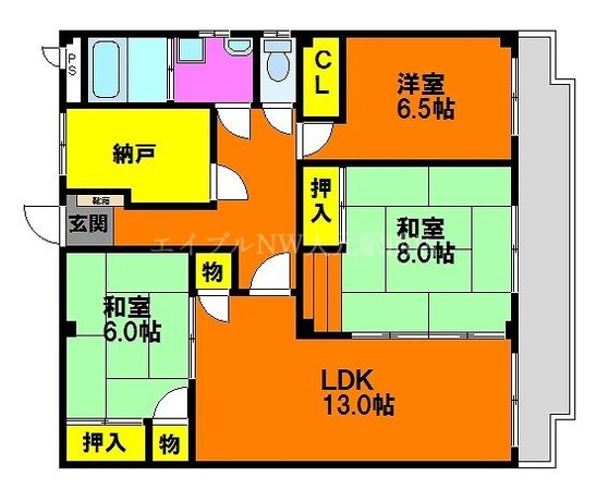 フラット新屋敷の物件間取画像